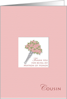 Cousin Tussie Mussie Thank You Matron of Honor card