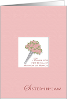 Sister-in-Law Tussie Mussie Thank You Matron of Honor card