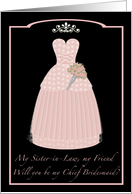 Princess Pink Sister-in-Law Chief Bridesmaid card
