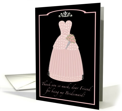 Pink Princess Friend Thanks Bridesmaid card (420521)