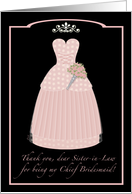 Pink Princess Sister-in-Law Thanks Chief Bridesmaid card