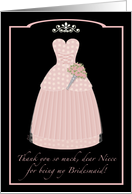 Pink Princess Niece Thanks Bridesmaid card