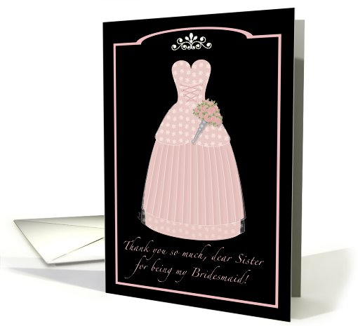 Pink Princess Sister Thanks Bridesmaid card (421304)