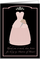 Pink Princess Sister Thanks Matron of Honor card