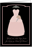 Pink Princess Step Sister Thanks Maid of Honor card