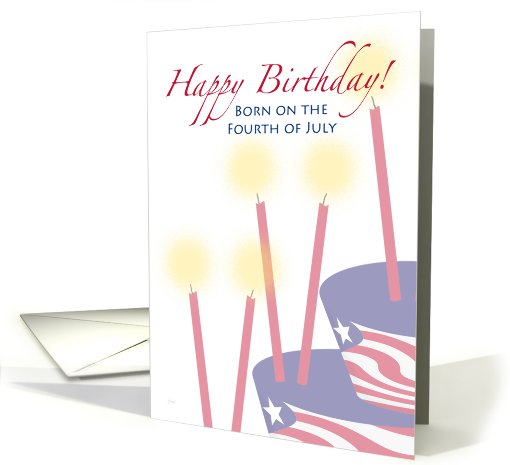 Fourth of July Birthday Cake and Candles card (432191)