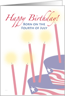 Fourth of July Birthday Cake and Candles card