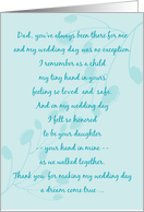 Dad Thank You for My Wedding Sweet Note to Father on Aqua card