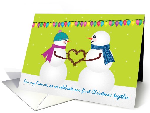 Fiancee First Christmas Snowfolks in Love card (441747)