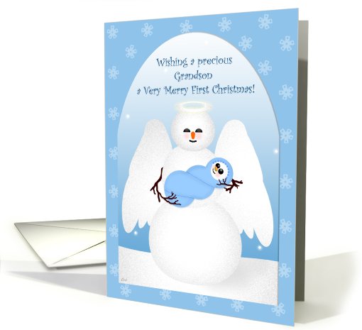 Grandson 1st Christmas Snowfolks Angel card (445207)
