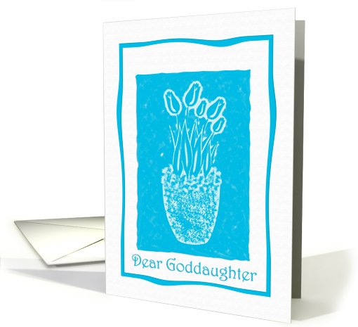 Goddaughter Blue Tulip Print Birthday card (448998)