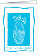 Goddaughter Blue Tulip Print Birthday card