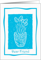 Friend Blue Tulip Print Birthday card