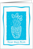 Step Mom Blue Tulip Print Birthday card