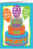 21st Birthday Party Invite Wild Colorful Cake card