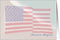 US American Citizen Citizenship Congratulations Flag on Beach card