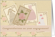 Vintage Postage Engagement Congrats card