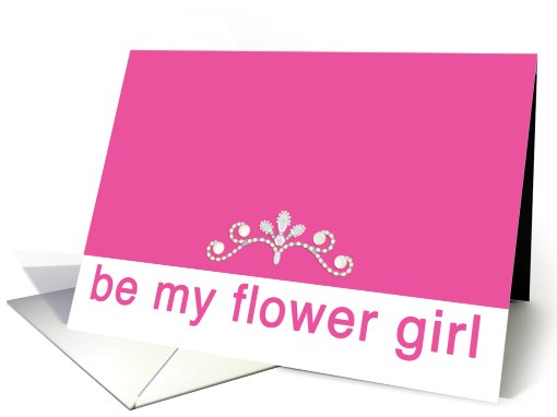 Incredibly Pink Flower Girl Invitation with Tiara card (484663)