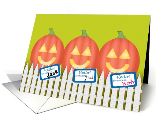 Halloween Humor Jack o' Lanterns on a Fence card (484861)