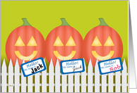 Halloween Humor Jack o’ Lanterns on a Fence card