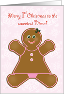 Niece First Christmas Gingerbread Girl card