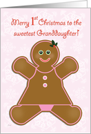 Granddaughter First Christmas Gingerbread Girl card