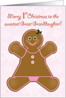 Great Granddaughter First Christmas Gingerbread Girl card