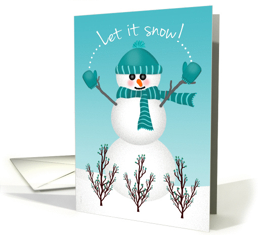 Christmas Whimsical Cute Girl Snowman Let it Snow card (496856)