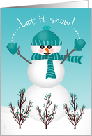 Christmas Whimsical Cute Girl Snowman Let it Snow card