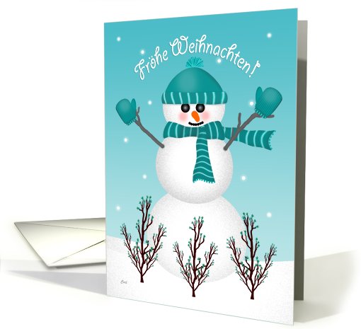 Christmas German Snowman Frohe Weihnachten card (496884)