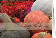 Thanksgiving Pumpkins Gourds Flowers Photo card