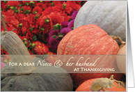 Thanksgiving Niece & Husband Flowers Gourds card