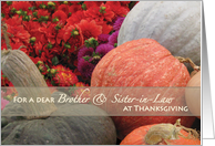 Thanksgiving Brother Sister-in-law Flowers Gourds card