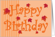 Birthday Autumn Fall Leaves Whimsical card