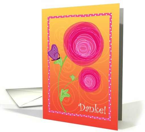 Thank You German Danke Flowers Butterfly card (504865)