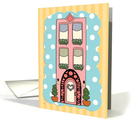 Blank Notecard Pink Deco Apartment Building card (507398)