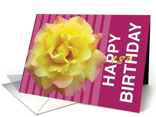 18th Birthday Yellow Rose card (510062)