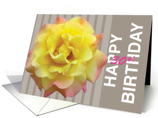 30th Birthday Yellow Rose card (510081)