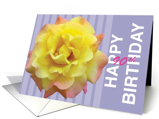 90th Birthday Yellow Rose card (510186)