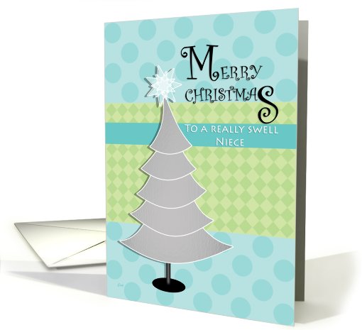 Christmas Niece Retro Silver Tree card (520325)