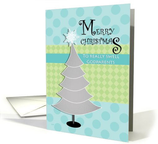 Christmas Godparents Silver Tree Retro card (520935)