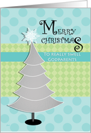 Christmas Godparents Silver Tree Retro card