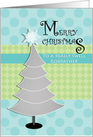 Christmas Godfather Silver Tree Retro card