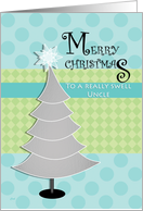 Christmas Uncle Silver Tree Retro card