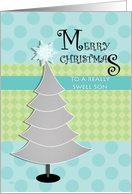 Christmas Son Silver Tree Retro card