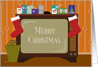 Christmas Retro TV Holiday Television Display card