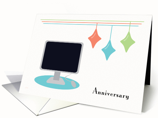 Business Employee Anniversary Thank You Retro Office Design card