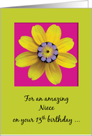 Niece Happy 13 Birthday Bold Yellow Flower on Pink and Green card