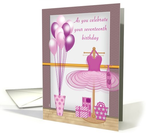 Birthday 17 Ballet Dance in Pink card (532945)
