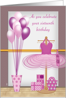 Birthday 16 Ballet Dance in Pink card